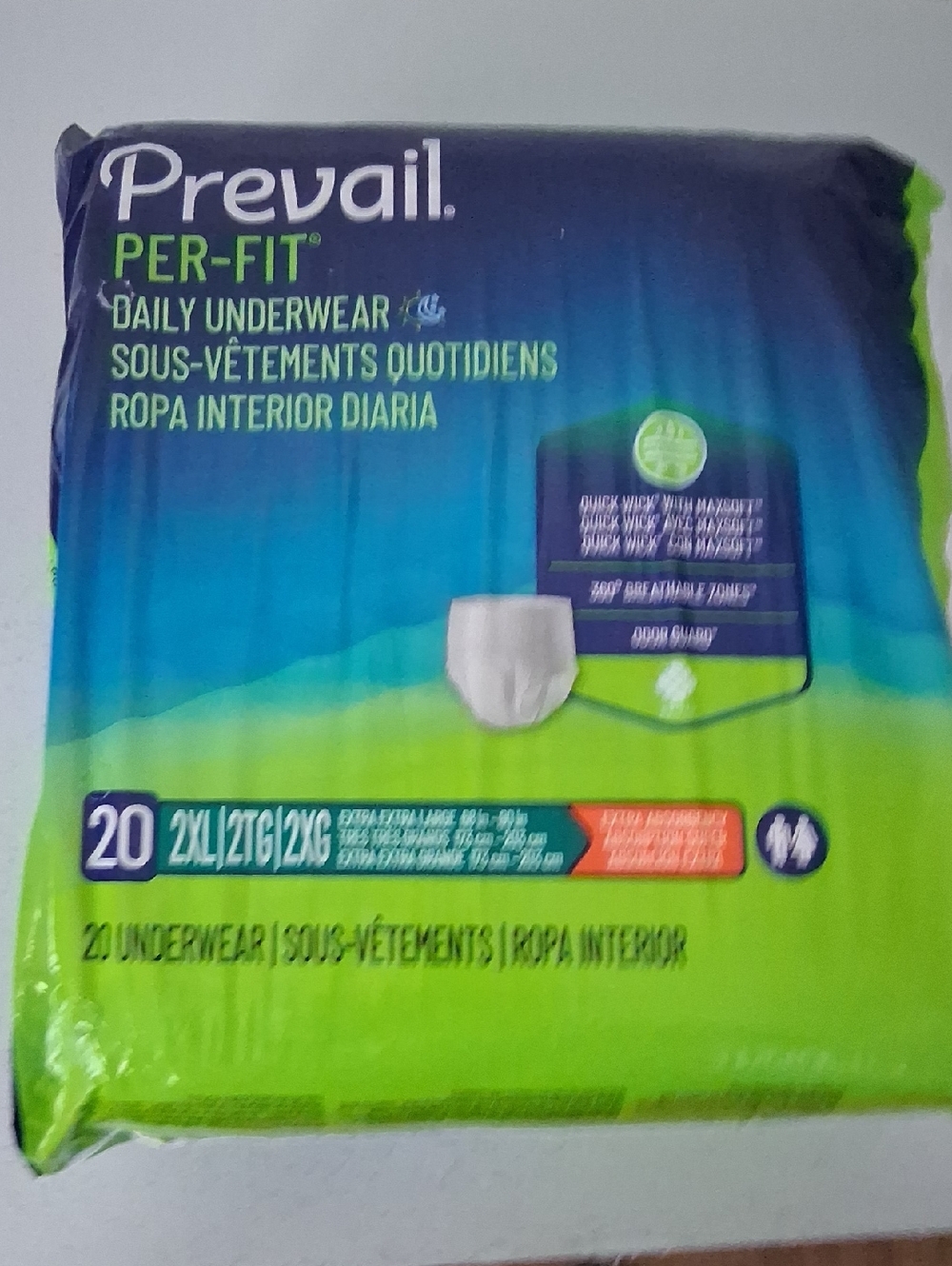 Prevail Per-Fit Women’s Daily Underwear - Green/Blue - 2XL (20 ct)
